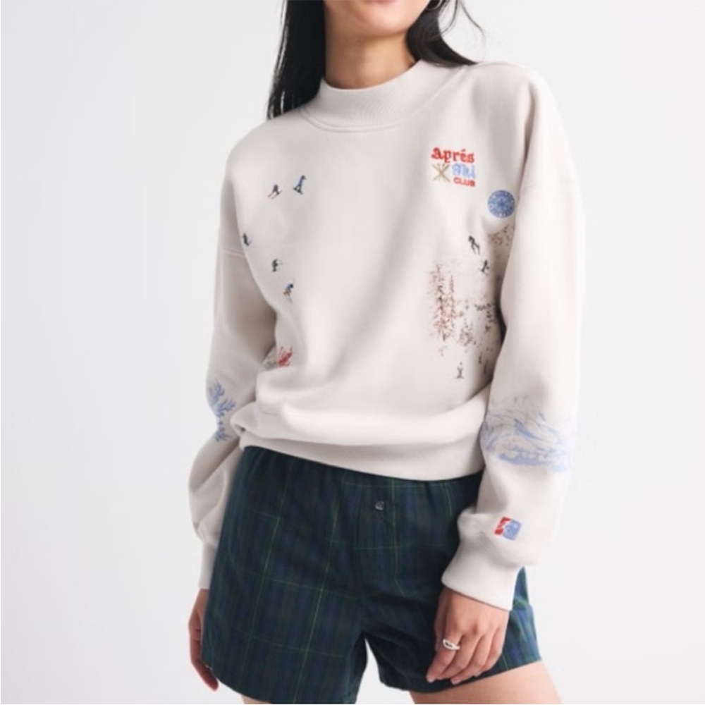 Abercrombie & Fitch Apres Ski Destination Vintage Sunday Mock Crew Sweatshirt XS